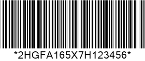รหัส 39 VIN Barcode