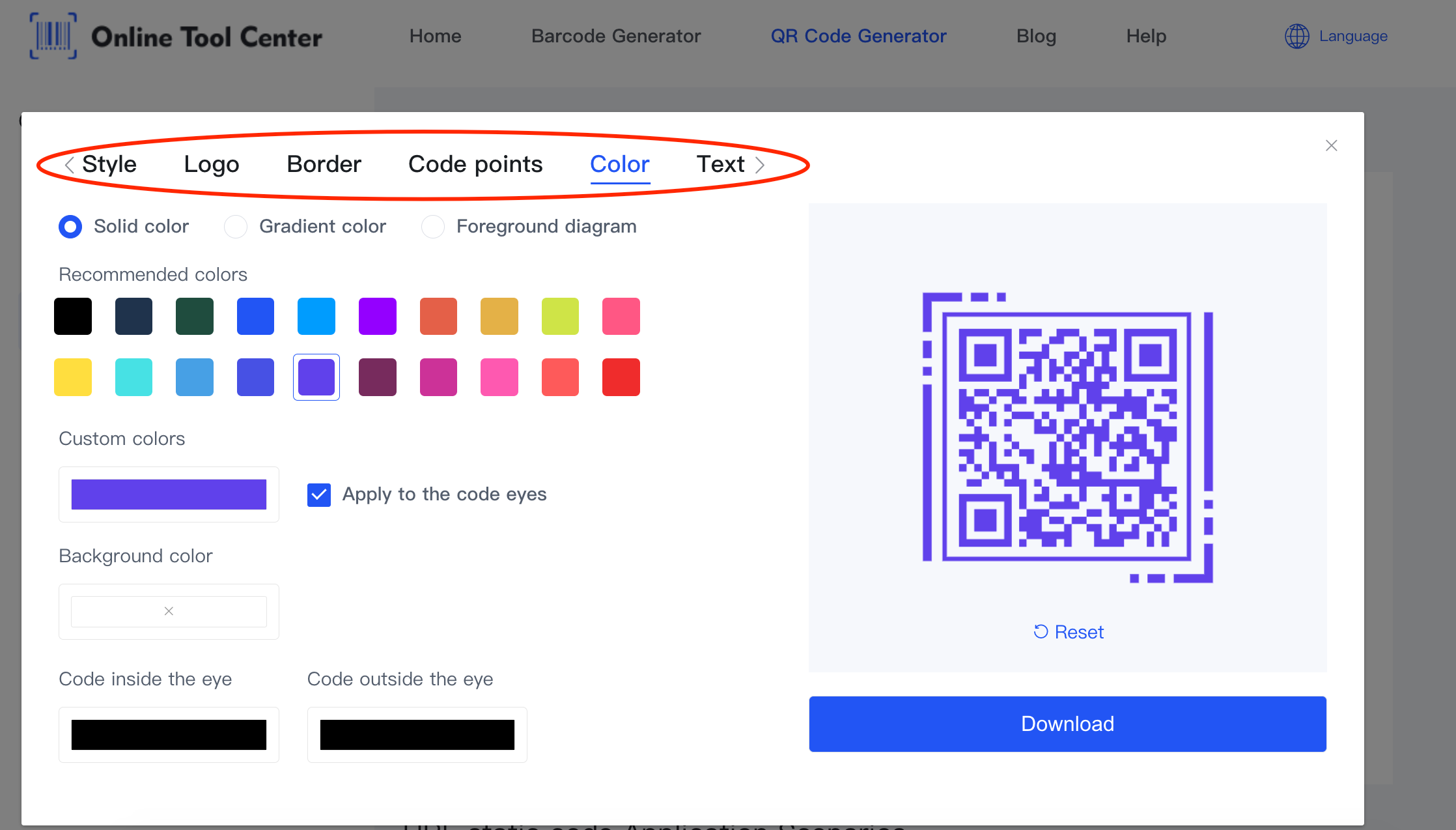 ตัวเลือกการปรับแต่งใน qr code generator.png