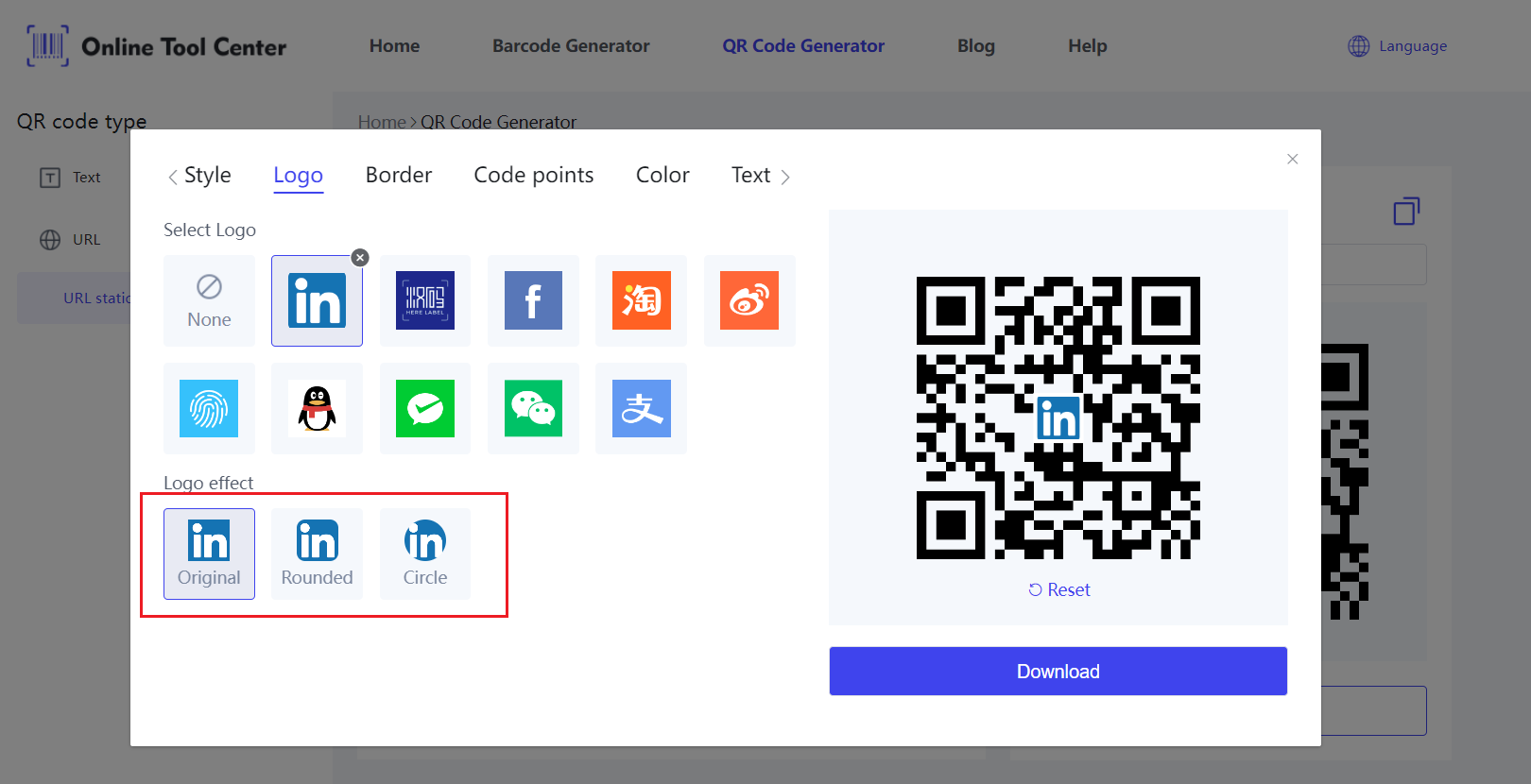 รหัส QR แบบสุ่มสำหรับ LinkedI