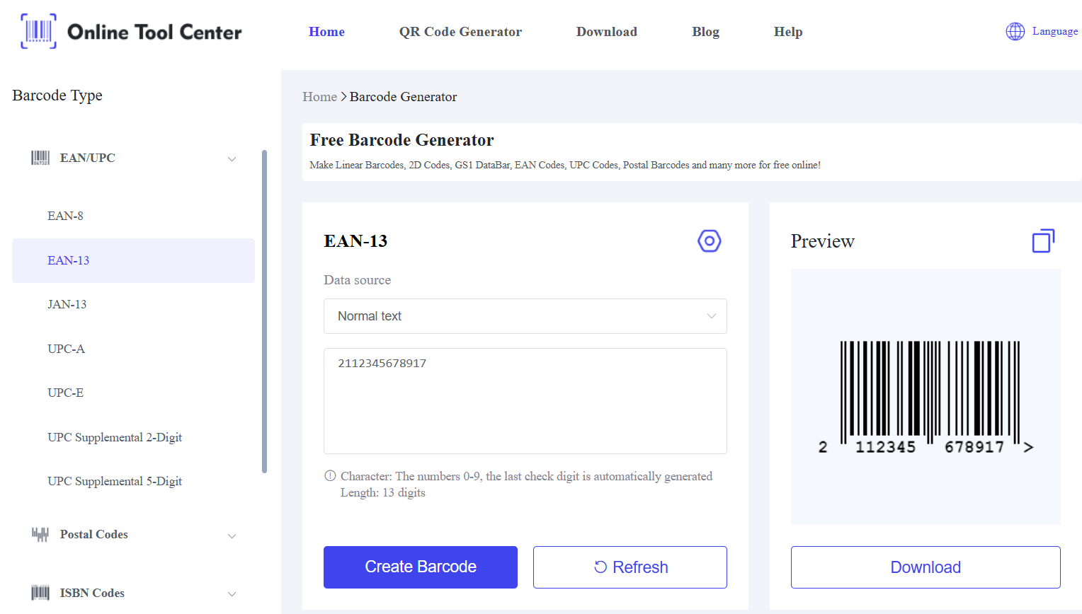 EAN 13 เครื่องสร้างบาร์โค้ด