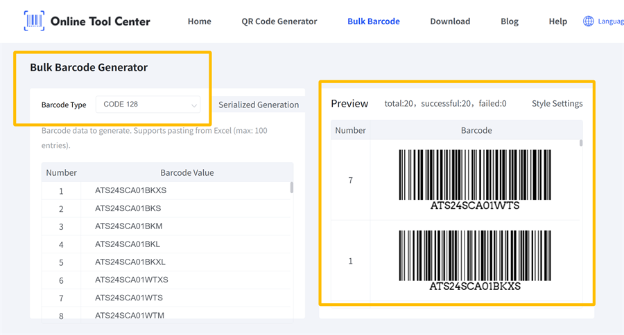 bulk barcode generator เครื่องกำเนิดบาร์โค้ดจำนวนมาก
