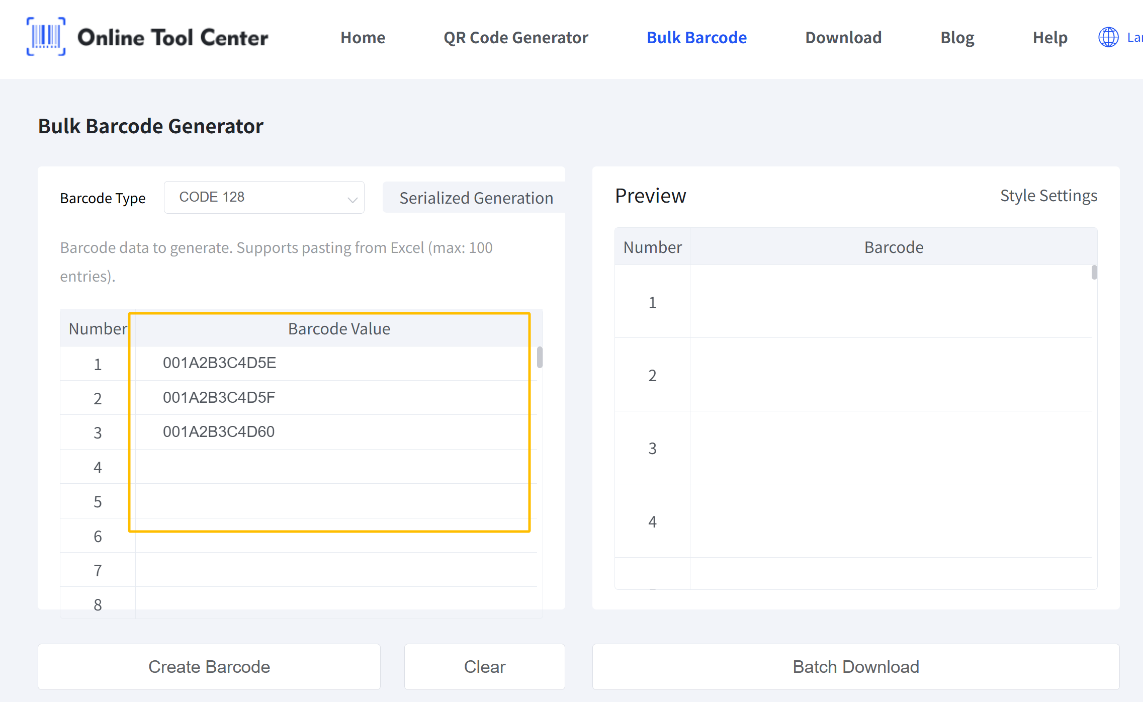 เครื่องกำเนิดบาร์โค้ดจำนวนมาก