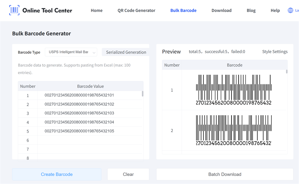 bulk impb barcode generator เครื่องกำเนิดไฟฟ้าบาร์โค้ด impb จำนวนมาก