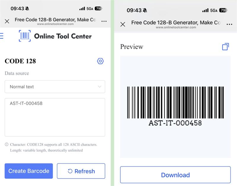 รหัส 128 บาร์โค้ด