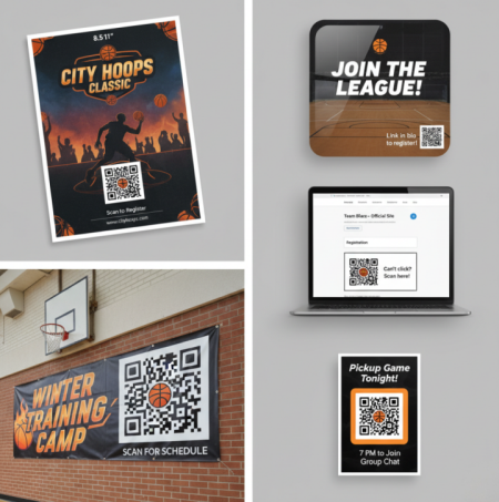 การใช้รหัสบาสเกตบอล QR