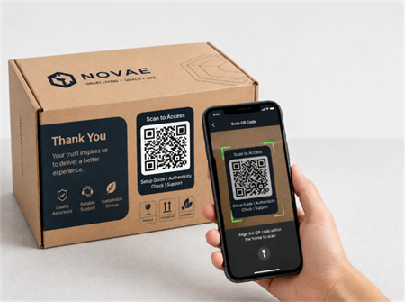 scan qr code on packing box สแกนรหัส QR บนกล่องบรรจุ